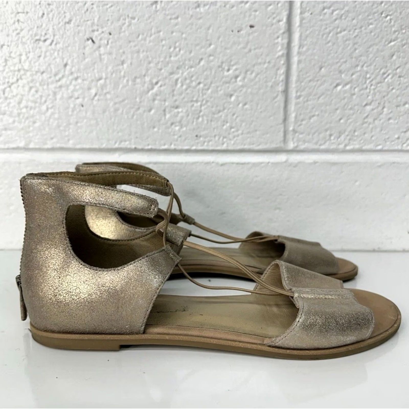 Eileen Fisher EILEEN FISHER Brown Leather Zipper Comfort FLAT SANDALS 9 Womens Size US 9 / IT 39 - 4 Thumbnail
