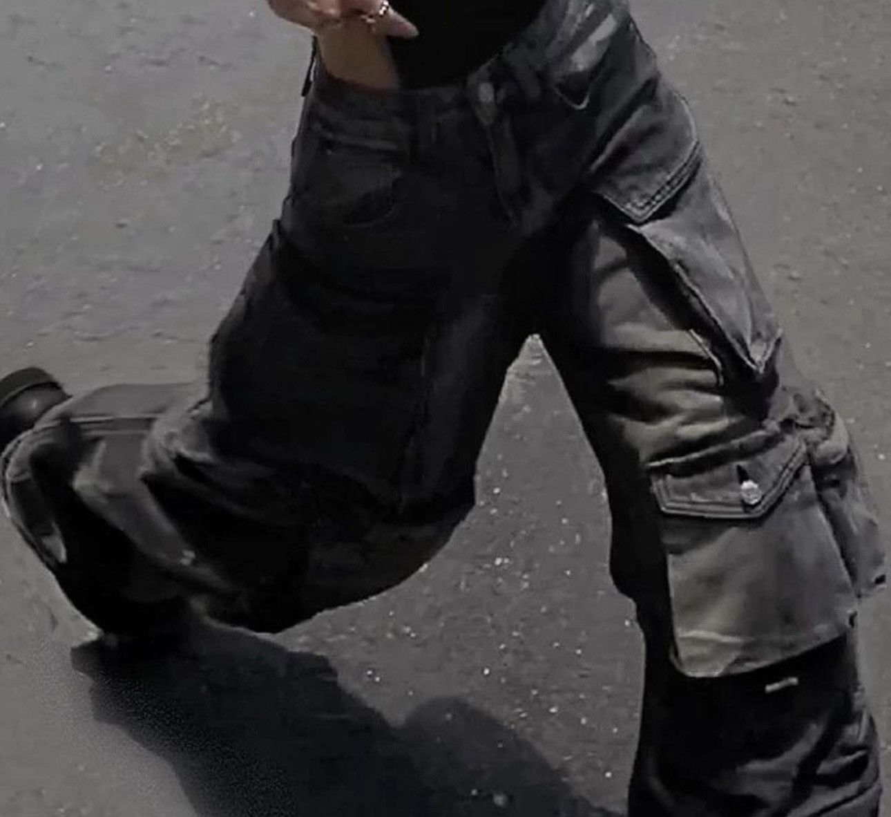 Japanese Brand × Leather Baggy cyber punk denim pant Size US 32 / EU 48 - 1 Thumbnail