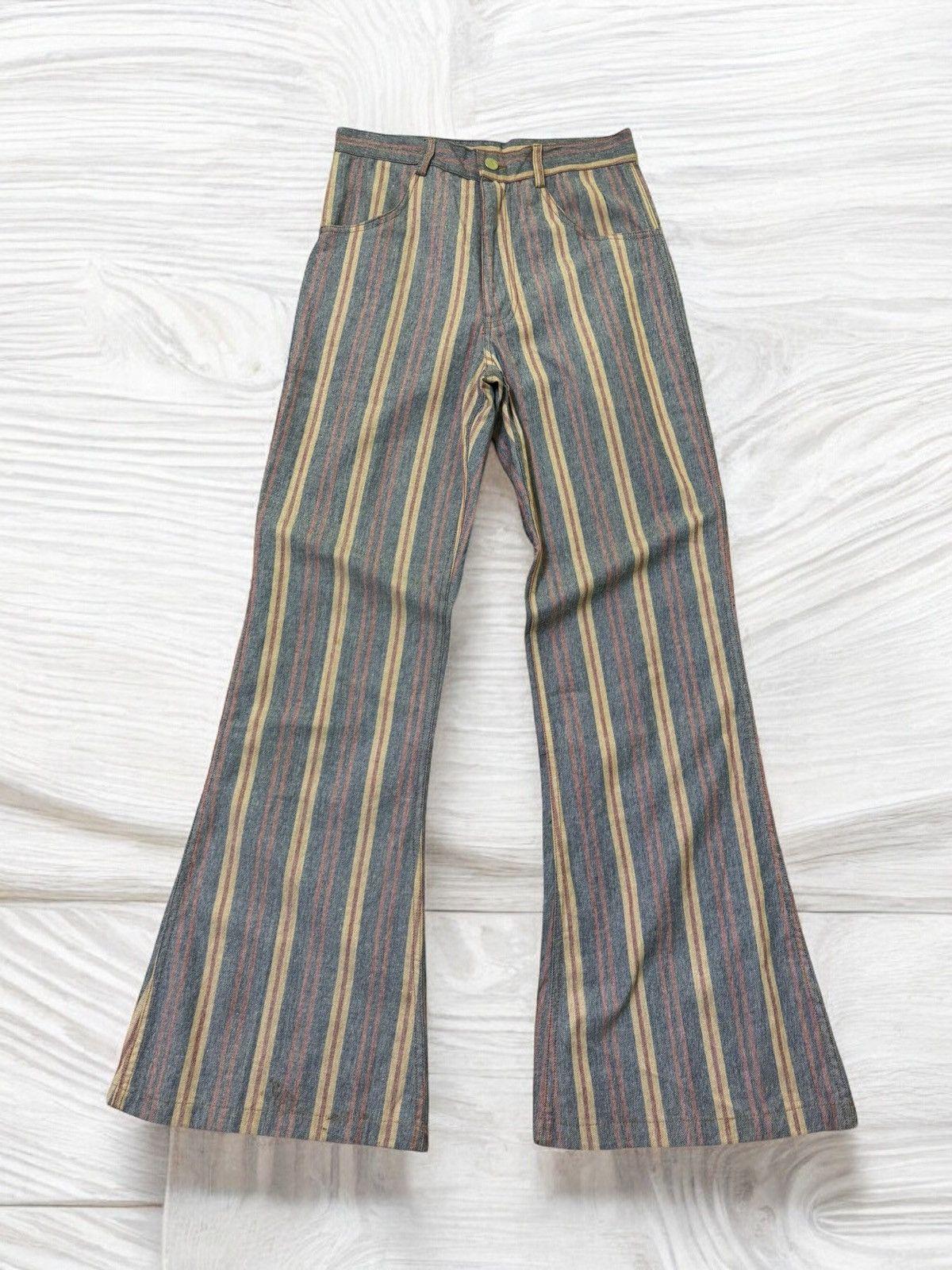 Hysteric Glamour Retro Striped Flared Pants with Boho Vibes Size US 27 - 2 Thumbnail