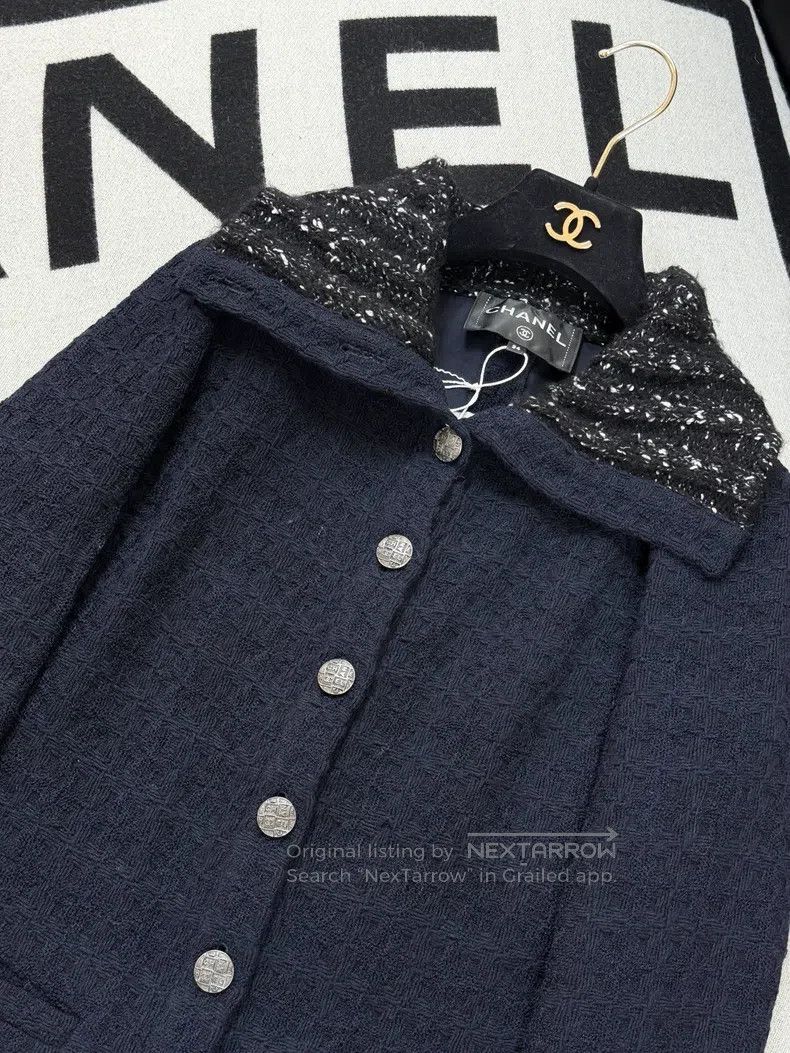 Chanel Chanel Dark blue inner black and white knitted lapel long- Size XXS / US 00 / IT 34 - 2 Thumbnail
