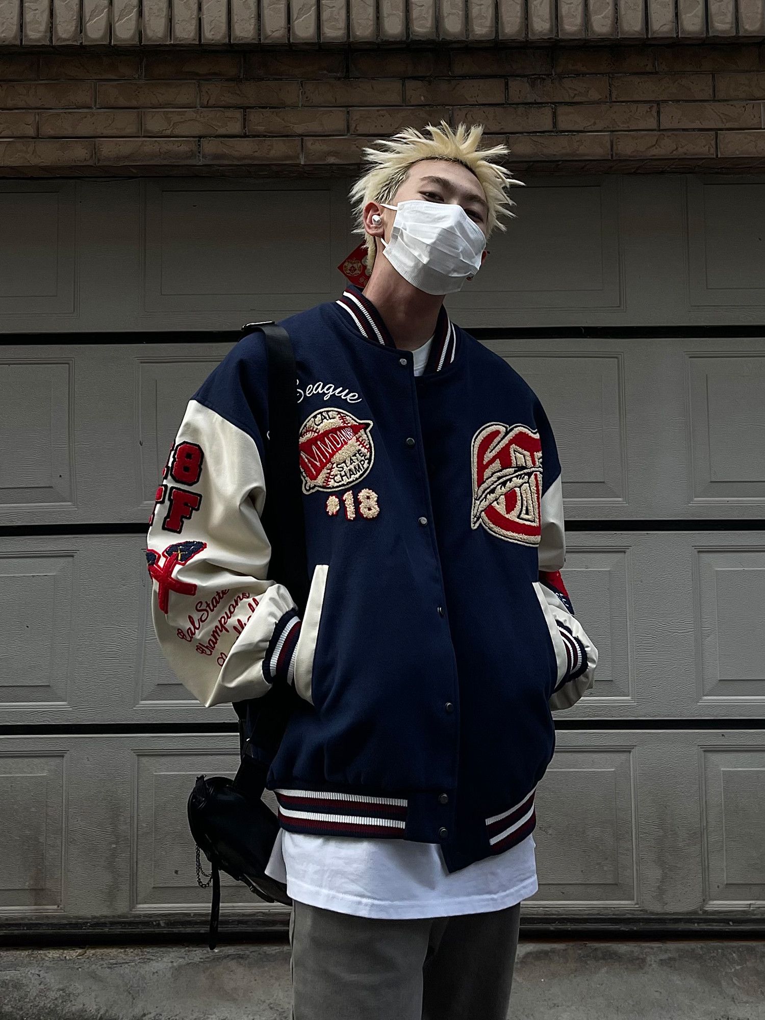 Designer × Japanese Brand Vintage Flocked Varsity Jacket Size US XL / EU 56 / 4 - 1 Thumbnail