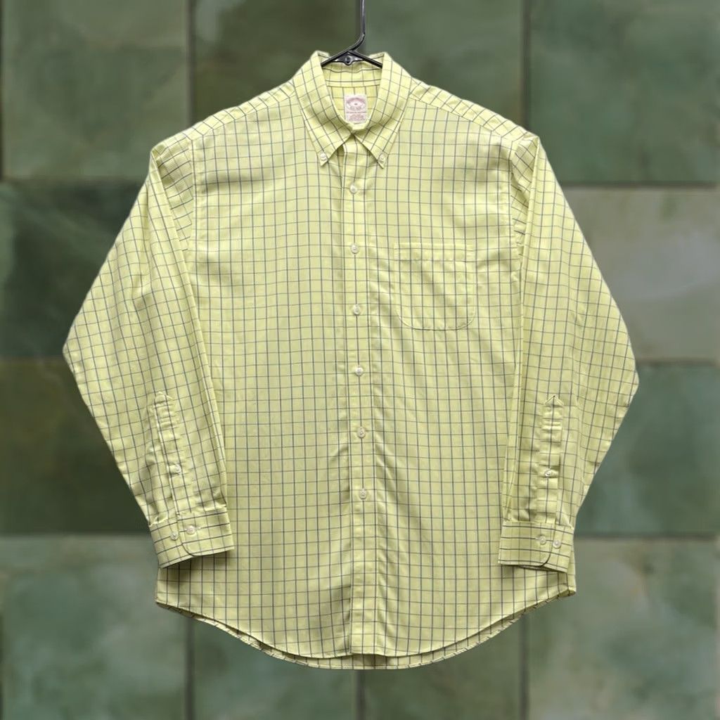 Brooks Brothers Brooks Brothers Shirt Mens M Yellow Blue Check Non Iron Supima Cotton Button-Up Regular XSmall? Size US M / EU 48-50 / 2 - 1 Thumbnail