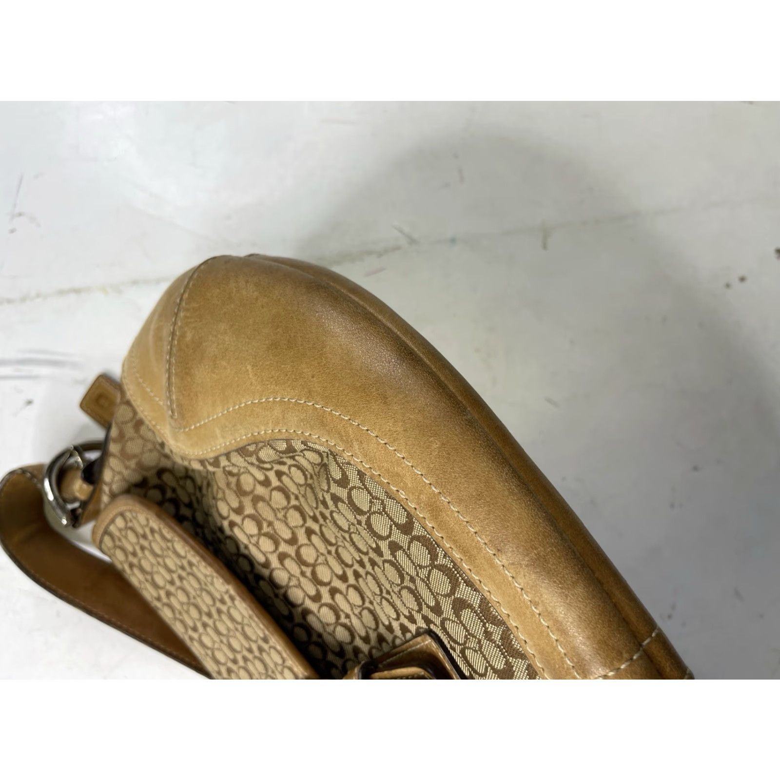 Coach VINTAGE Coach Soho Shoulder Bag Women Small Brown Suede Canvas Leather Signature C Size ONE SIZE - 7 Thumbnail