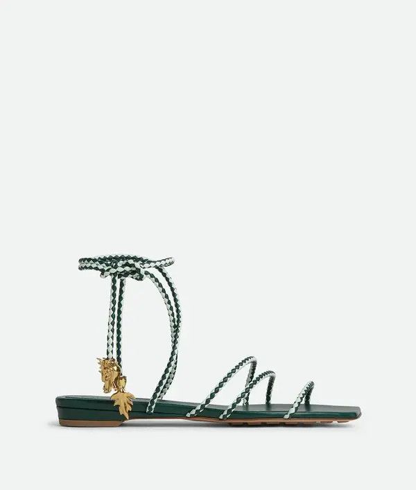 Bottega Veneta o1s1rm0925 Adam Flat Sandals in Emerald Green/Glacier Size US 7 / IT 37 - 1 Thumbnail