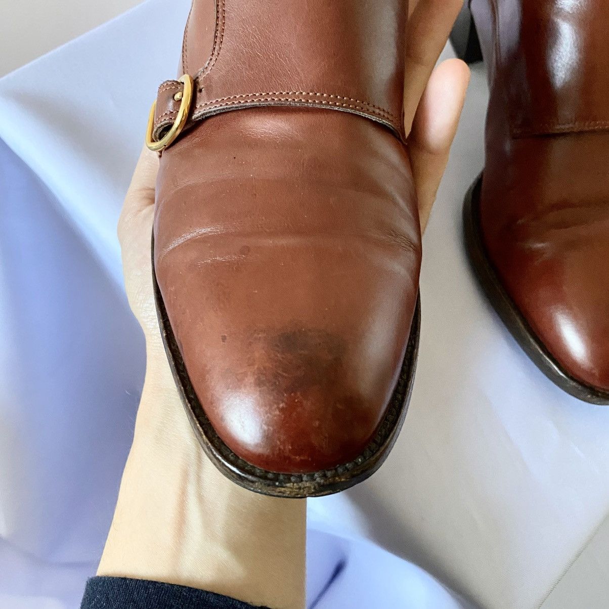 Hermes Vintage Hermes Leather Double Belt Heels Boots Archive Size US 7.5 / IT 37.5 - 5 Thumbnail