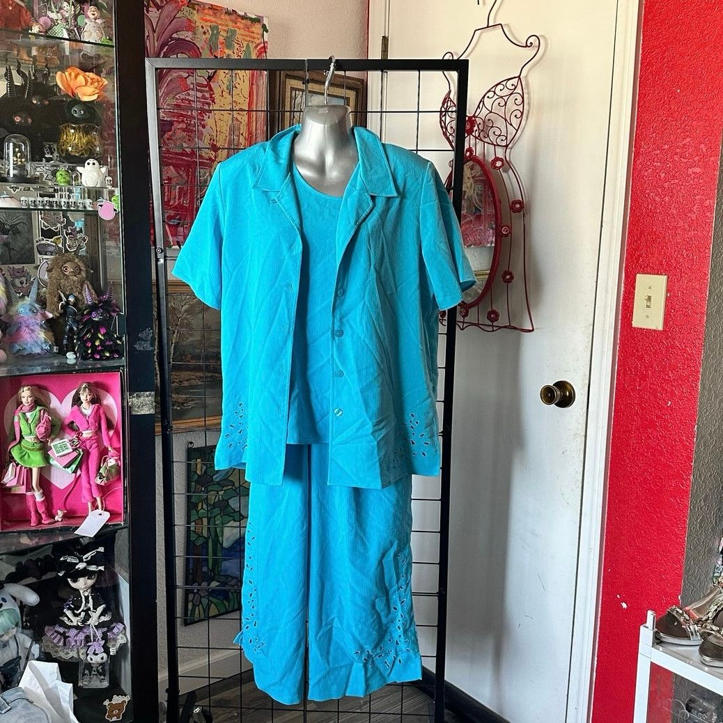 Other maggie sweet teal blue pants top cardigan set Size M / US 6-8 / IT 42-44 - 1 Thumbnail