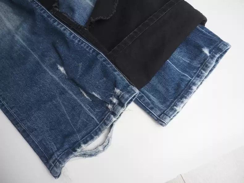 Raf Simons Raf Simons Blue-black stitching double-layer jeans Size US 29 - 7 Thumbnail