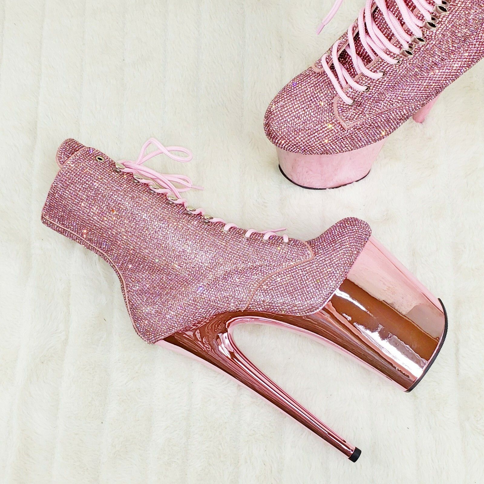 Other Flamingo CHRS Bejeweled Rhinestone 8" Heel Platform Ankle Bo Size US 12 / IT 42 - 3 Thumbnail