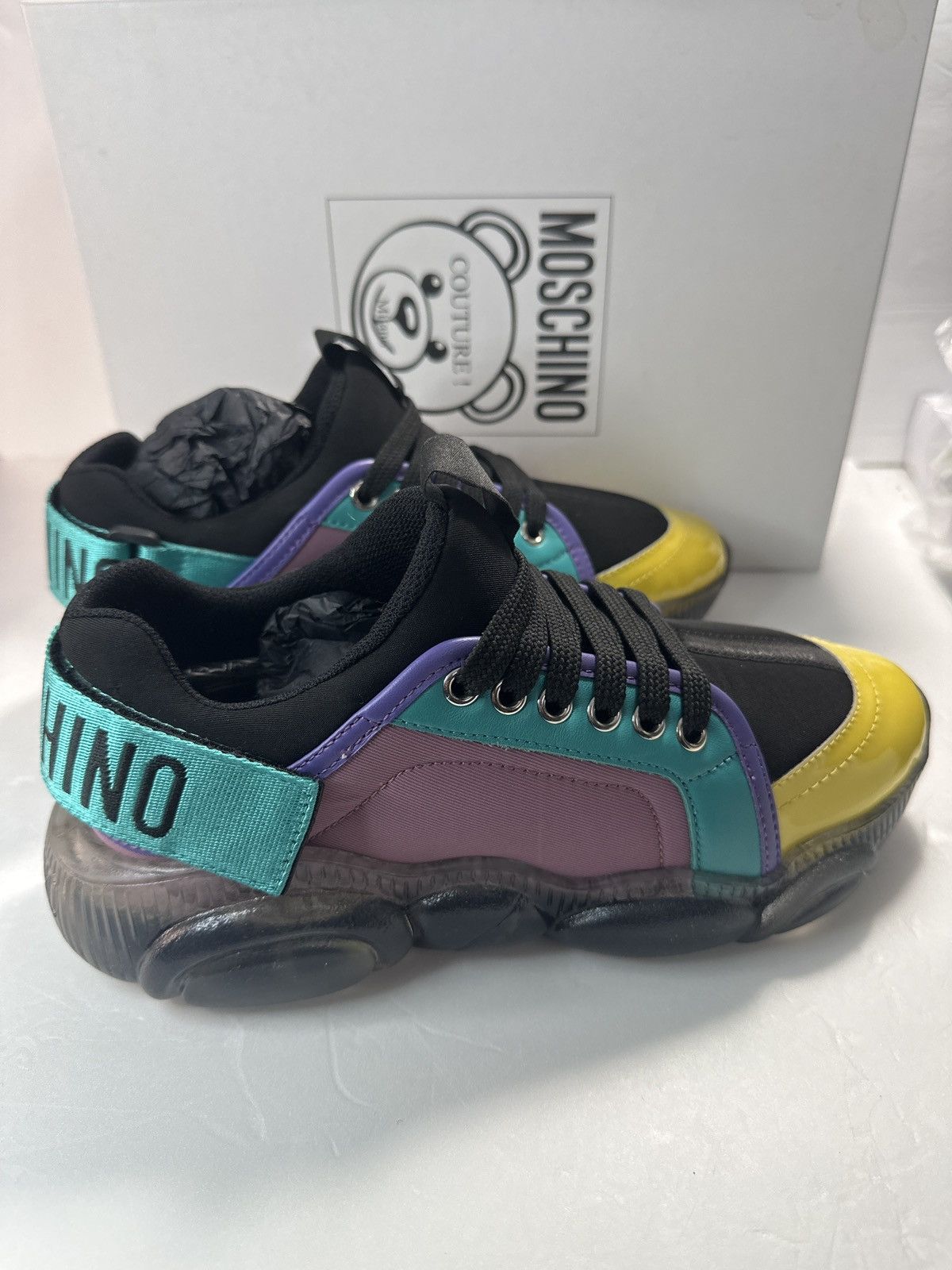 Moschino MOSCHINO Teddy Mix Media Chunky Sneakers Size US 5 / IT 35 - 2 Thumbnail