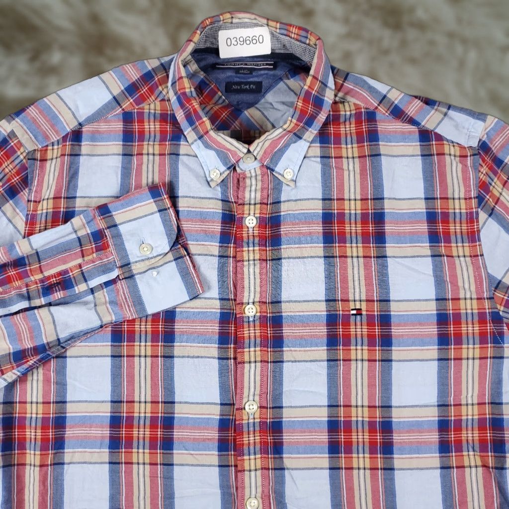 Tommy Hilfiger Tommy Hilfiger Shirt Mens Large Blue Red Plaid Casual Button Up Long Sleeve Size US L / EU 52-54 / 3 - 1 Thumbnail