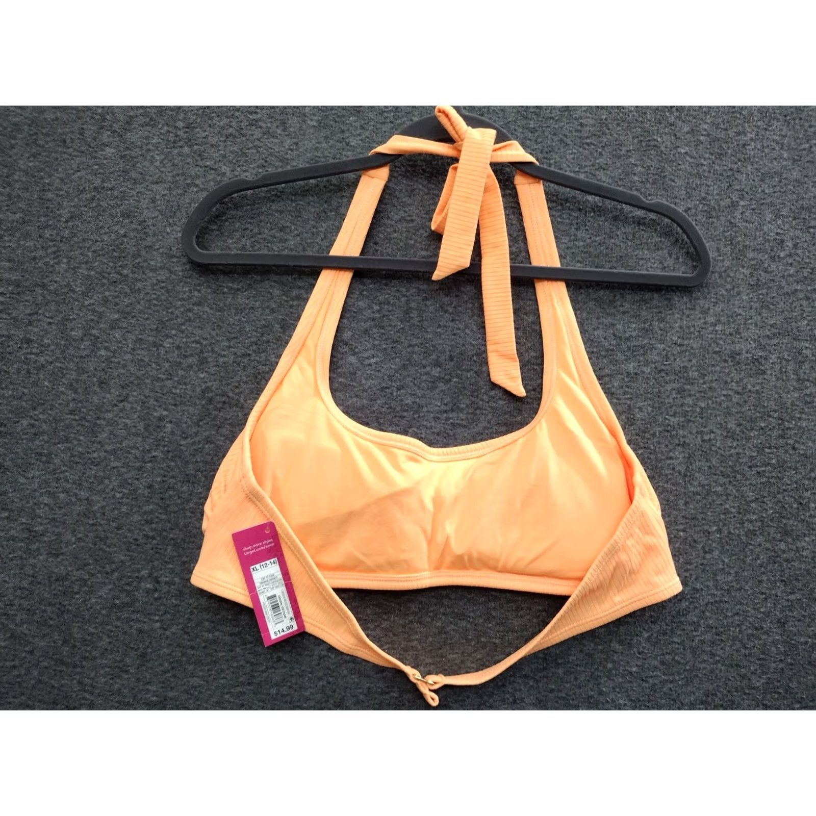 Vintage Xhilaration Women's Bandeau Bikini Top XL Orange Padded Swim Top Strap Solid 12-14 Women's Size XL / US 12-14 / IT 48-50 - 2 Thumbnail