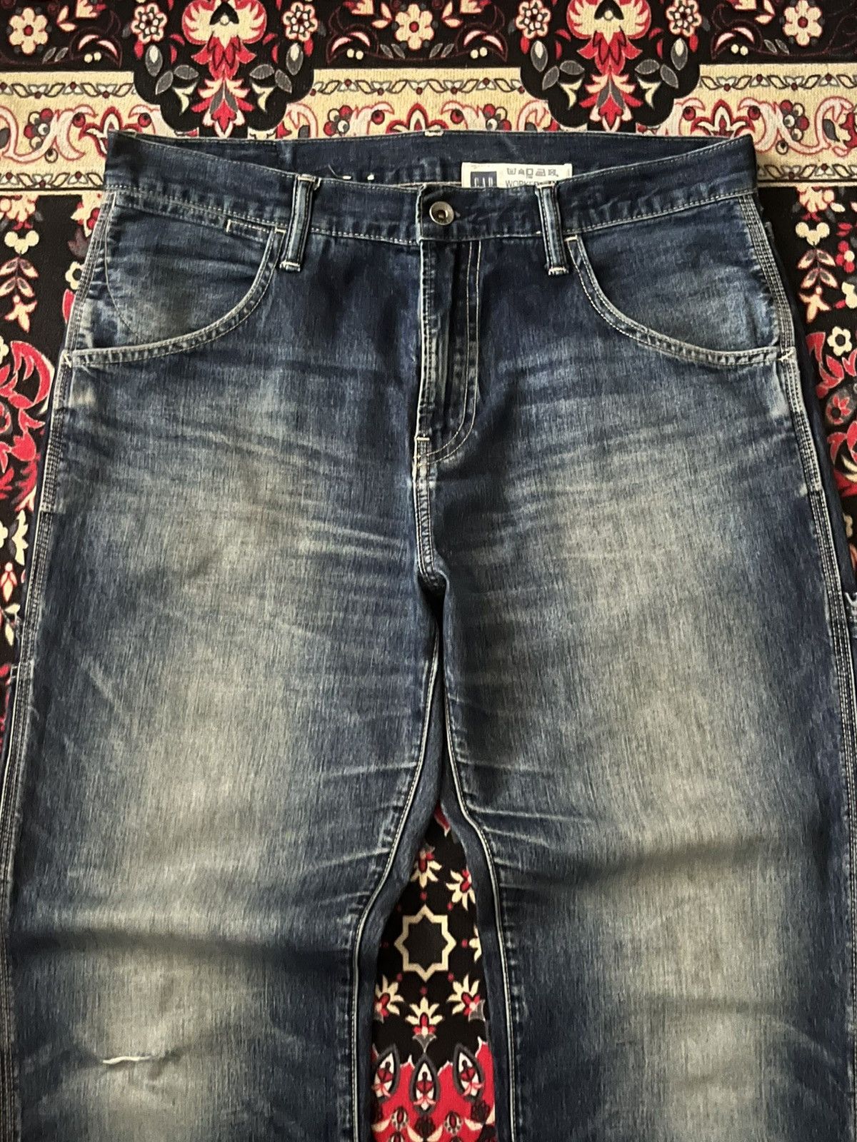 Carhartt × Gap ⚡️Workwear⚡️Vintage Gap 1969 Carpenter Dark Blue Washed Jeans Size US 34 / EU 50 - 4 Thumbnail