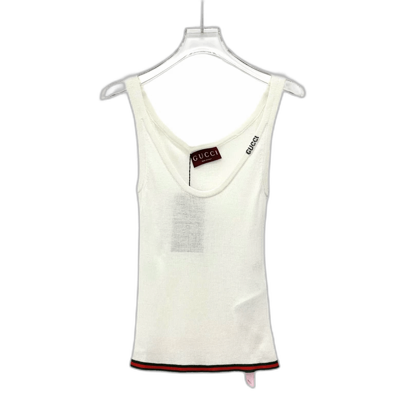 Gucci Gucci Beige Striped Logo Cashmere Tank Top Size XXS / US 00 / IT 34 - 1 Thumbnail