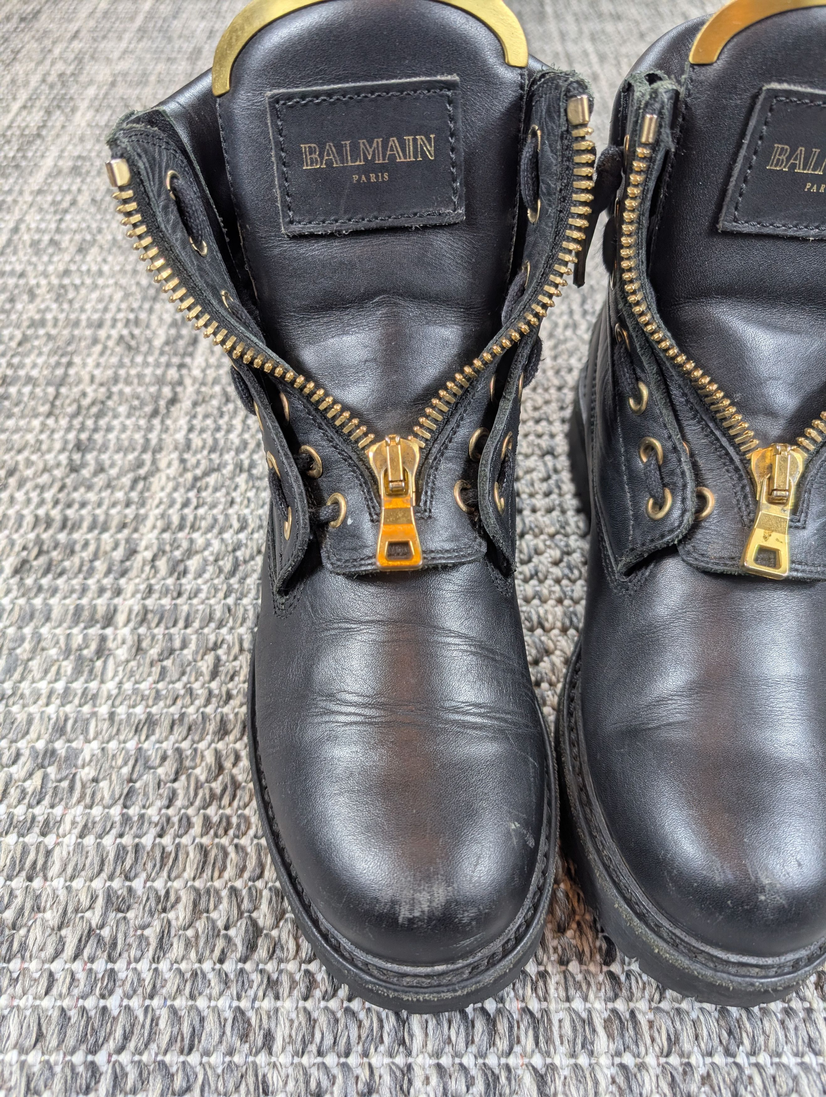 Balmain Balmain Charlie Ranger Gold Plated Black Leather Zip Boots Size US 6 / IT 36 - 3 Thumbnail