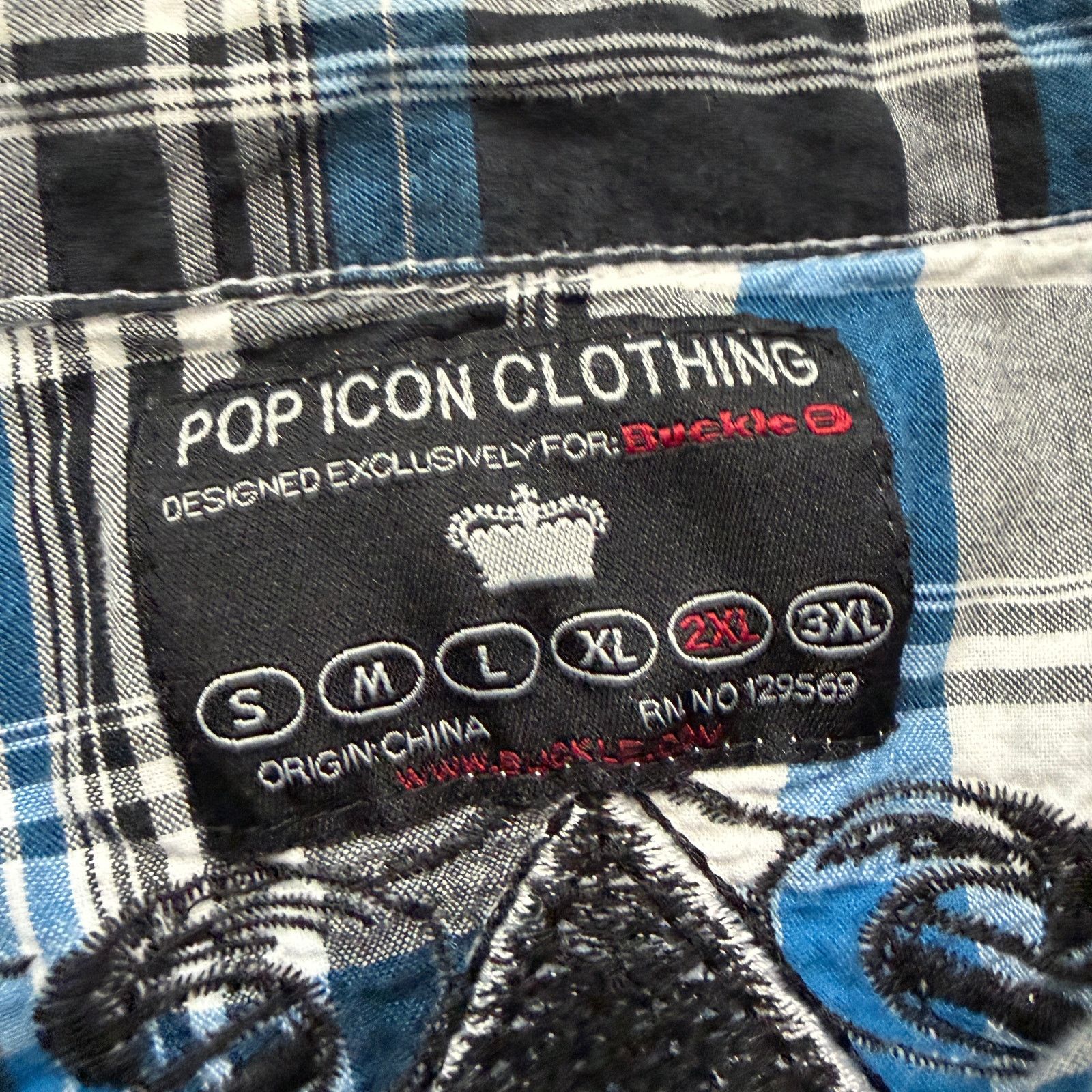 Vintage Vintage POP ICON Cyber Button Shirt Men's 2XL Blue Plaid y2k Size US XXL / EU 58 / 5 - 4 Thumbnail