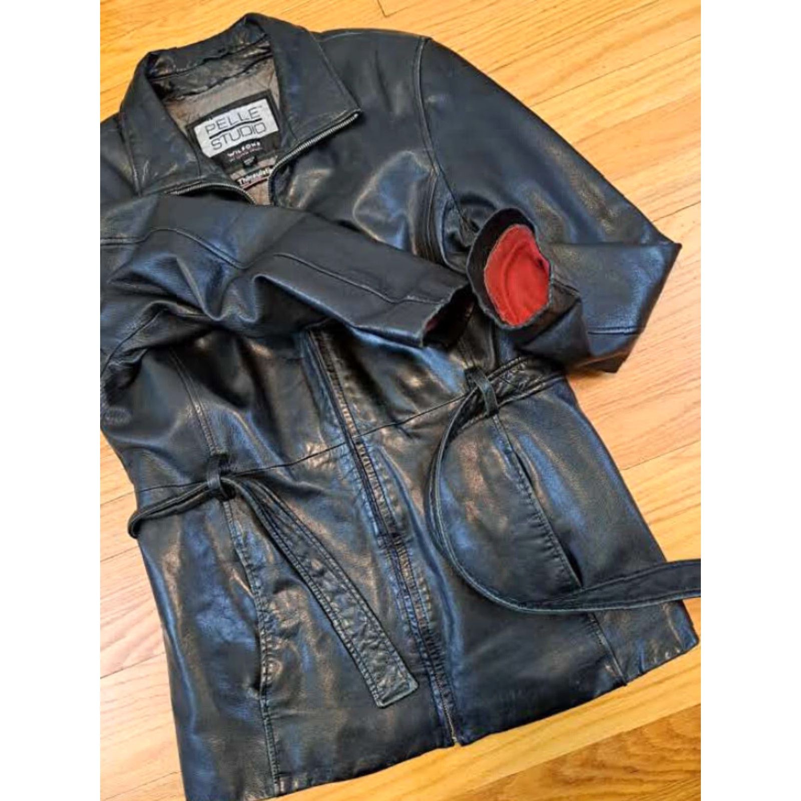 Vintage VINTAGE Pelle Studio Wilson Leather Jacket Belted Jacket Men LG Black Removable Thinsulate Liner Full Zip Front Pocket Size US L / EU 52-54 / 3 - 3 Thumbnail