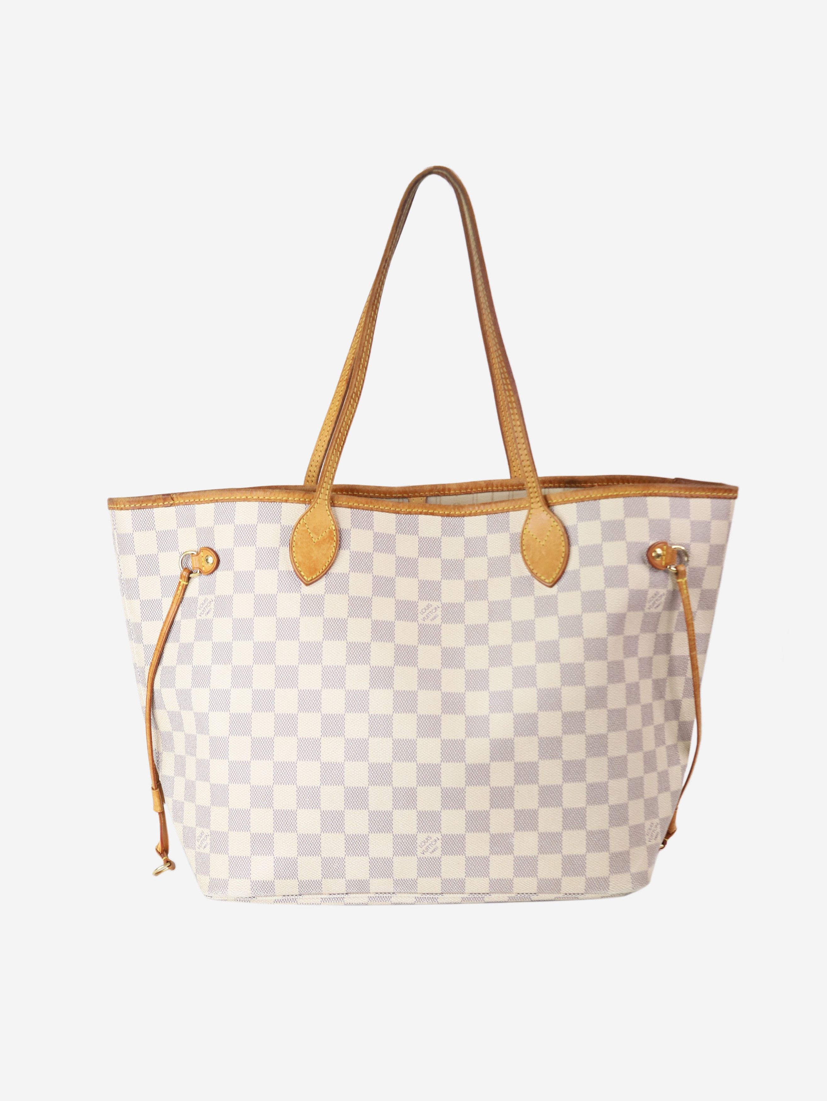 image of Louis Vuitton Cream 2009 Damier Azure Neverfull Mm Bag, Women's