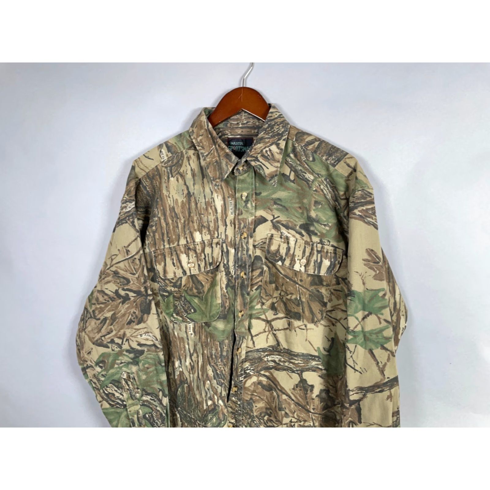 Realtree VINTAGE Master Sportsman Camouflage Long Sleeve Shirt Men Adult Large Fall Winter Green 90s Outdoors Hunters Size US L / EU 52-54 / 3 - 4 Thumbnail
