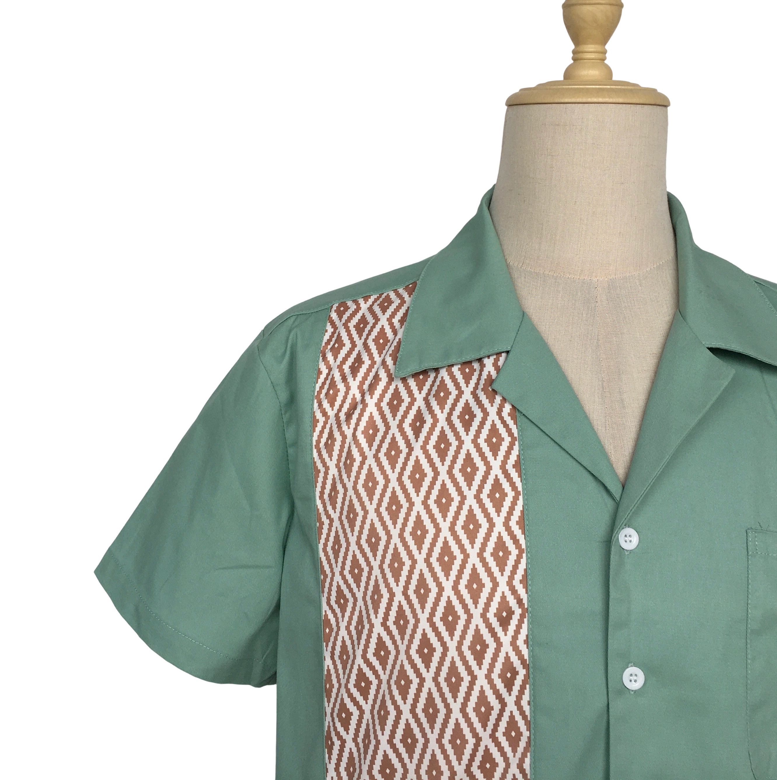 Other Mint Green Bowling Shirts Diamond Pattern Vintage Style Size US XXL / EU 58 / 5 - 5 Thumbnail