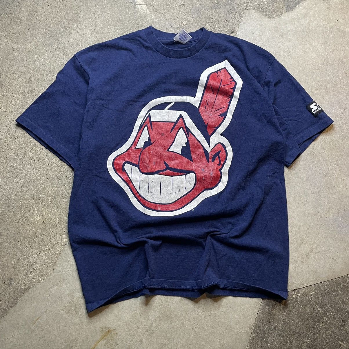Starter Vintage 90's Starter Cleveland Indians Big Logo Double Sided Size US XL / EU 56 / 4 - 1 Thumbnail