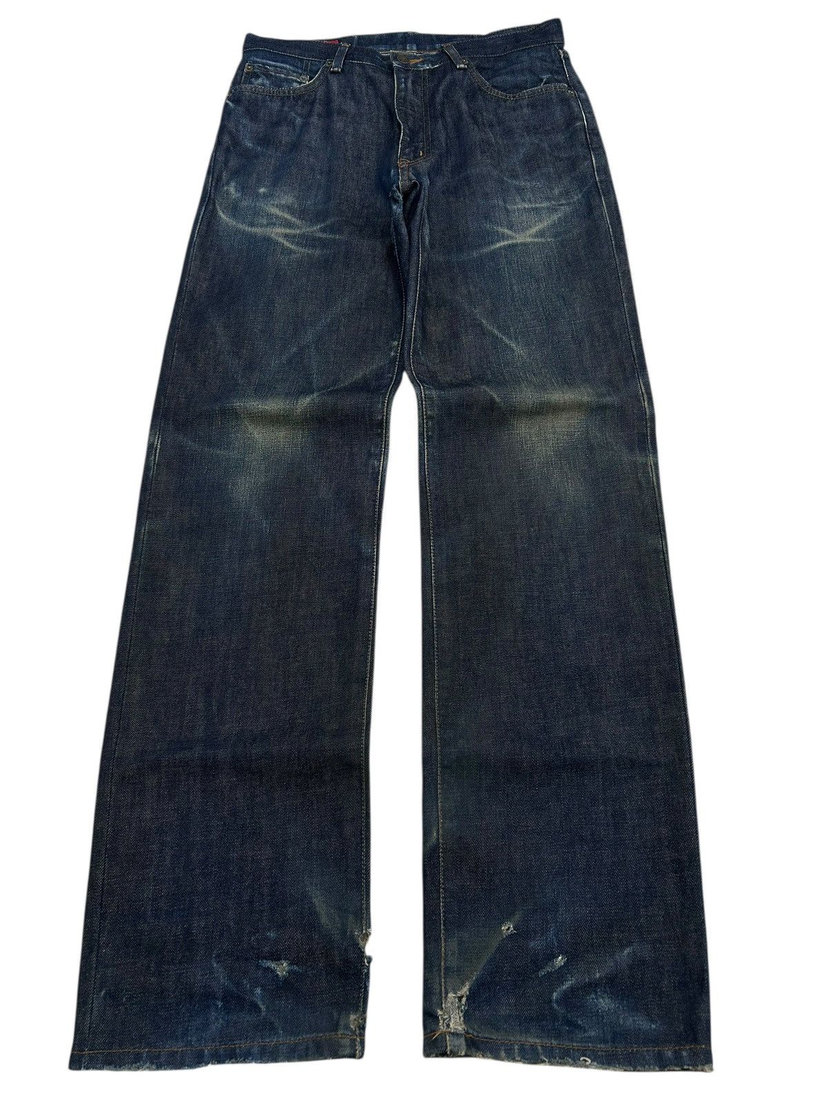 Edwin Edwin Japan 503 Regular Creased Line Whiskers Washed Size US 31 - 1 Thumbnail