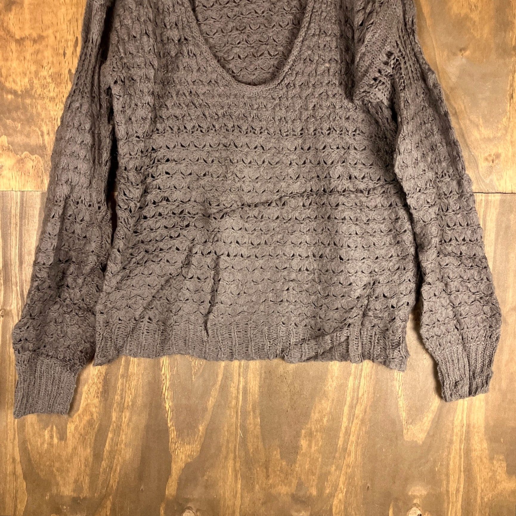 Free People Free People Sweater Brown Crashing Waves Chunky Knit Pullover Wool Blend S V-Neck Women Wool Blend Knit Open-Knit - Mens/Womens? Size S / US 4 / IT 40 - 3 Thumbnail