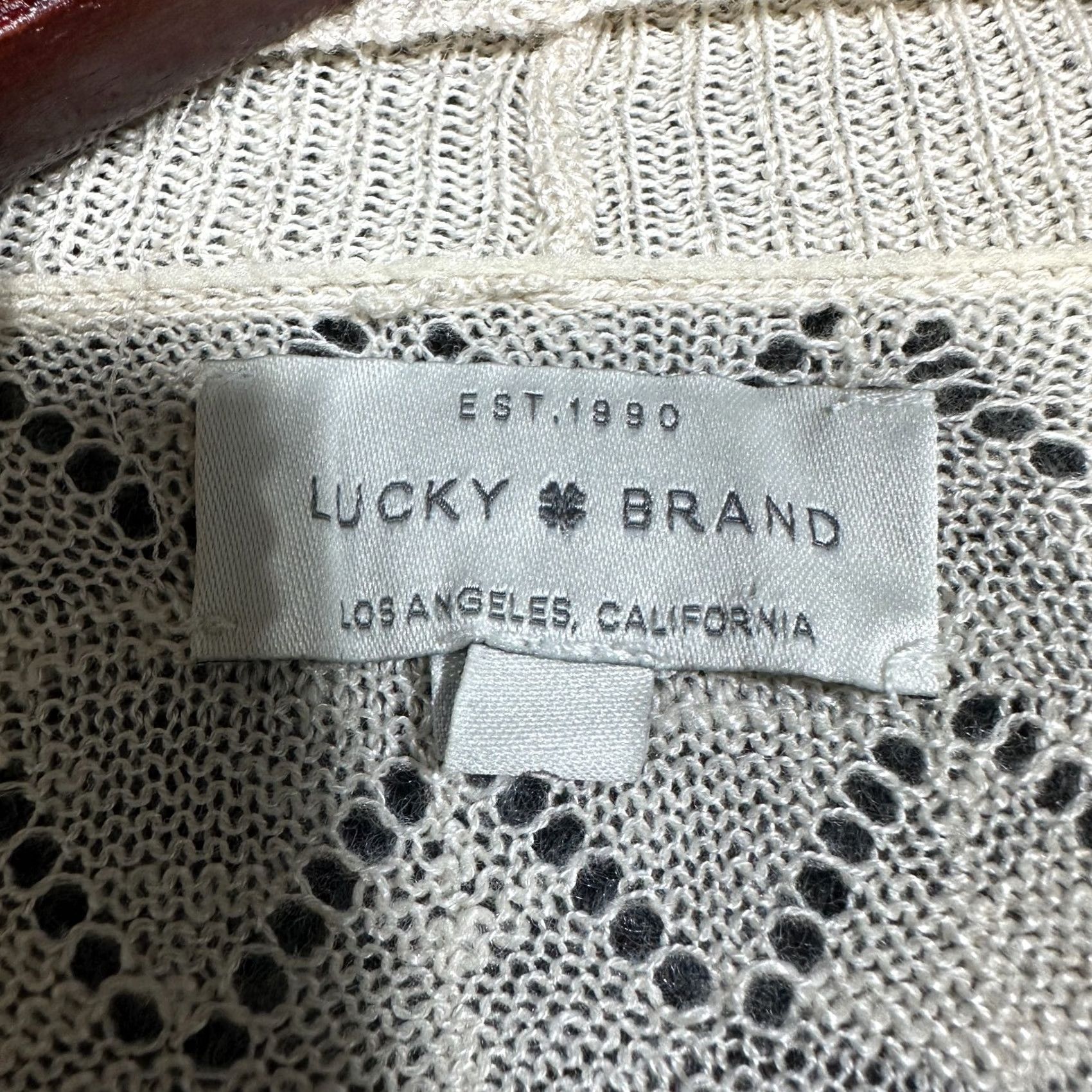 Lucky Brand Lucky Brand Cardigan Sweater Womens Small Open Knit 3/4 Sleeve Beige Linen Blend V-Neck Summer Fall Winter Size S / US 4 / IT 40 - 5 Thumbnail