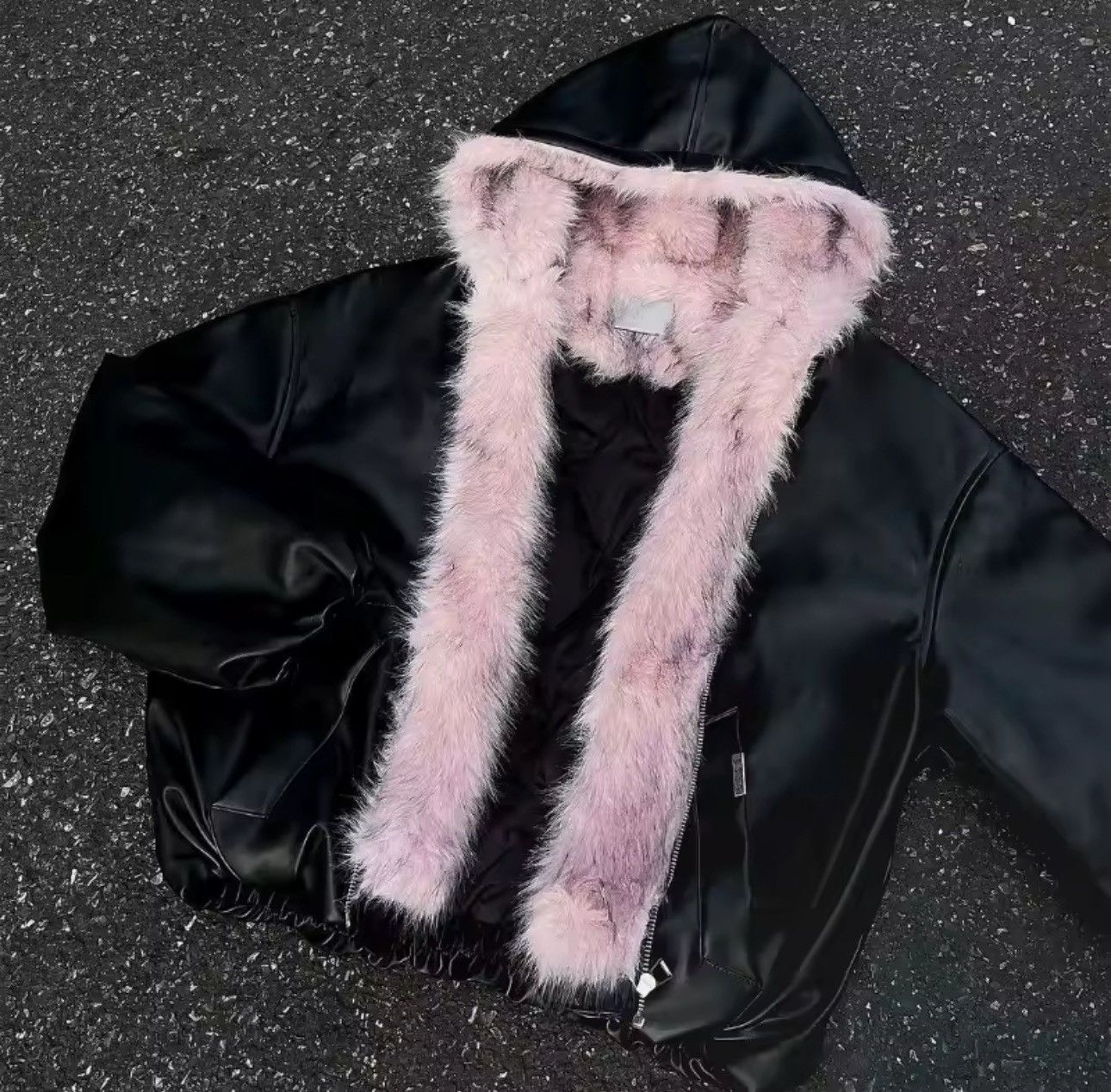 Other Y2k Fur Streetwear PU Leather Vintage Hooded Jacket Coat Size US L / EU 52-54 / 3 - 6 Thumbnail