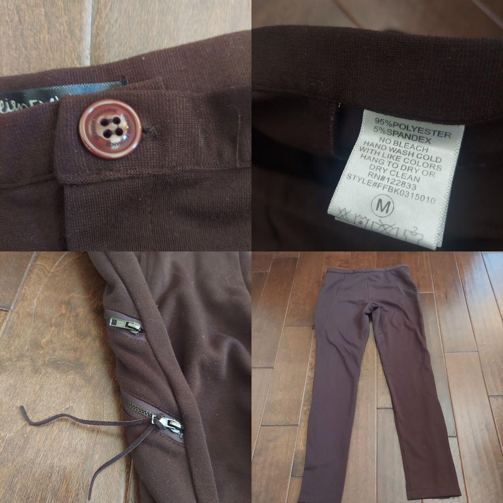 Vintage Foreign Exchange Women's Brown Dress Pants Zip Pockets & Leg Zip Up Pants M Brown Size 32" / US 10 / IT 46 - 10 Thumbnail