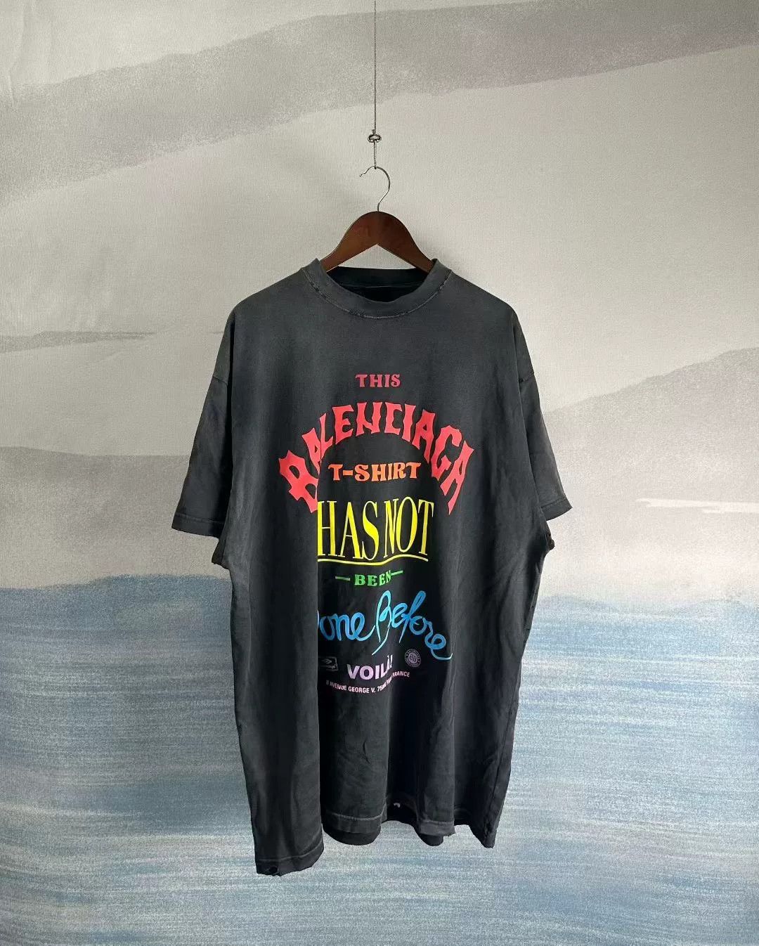Balenciaga Balenciaga Washed Black Colorful Logo Tee Size US L / EU 52-54 / 3 - 1 Thumbnail