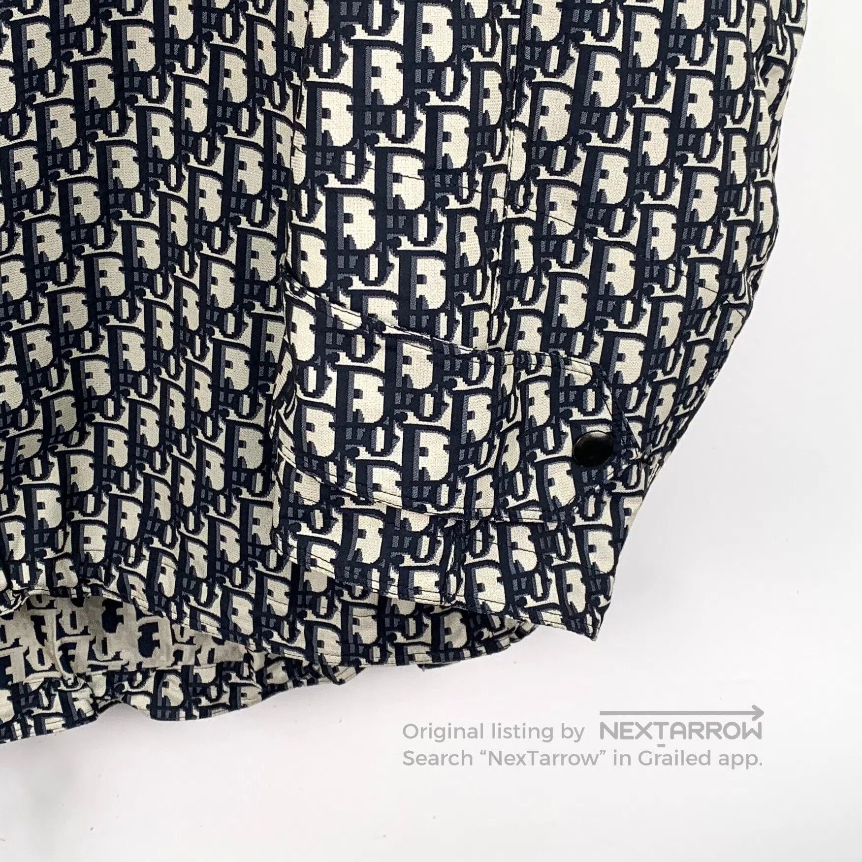 Dior Dior Navy Blue Logo Jacquard Full Print Half-Zip Hooded Lo Size XS / US 0-2 / IT 36-38 - 5 Thumbnail