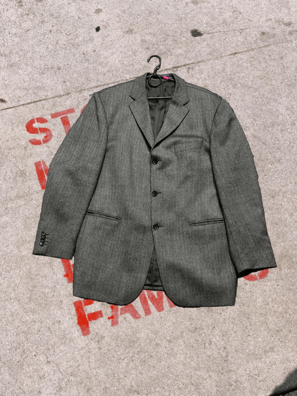 Savile Row Men's Savile Row Blazer Herringbone 100% Wool Sport Coat Size 52R - 1 Thumbnail
