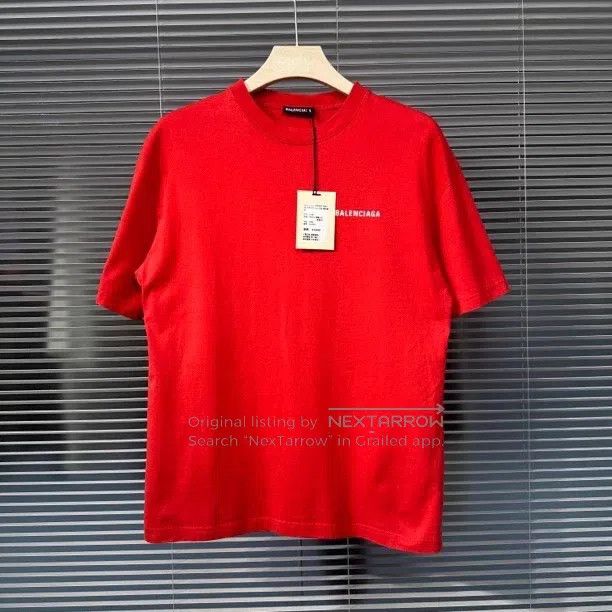 Balenciaga Balenciaga Short-sleeve T-shirt letter print logo red Size US XS / EU 42 / 0 - 2 Thumbnail