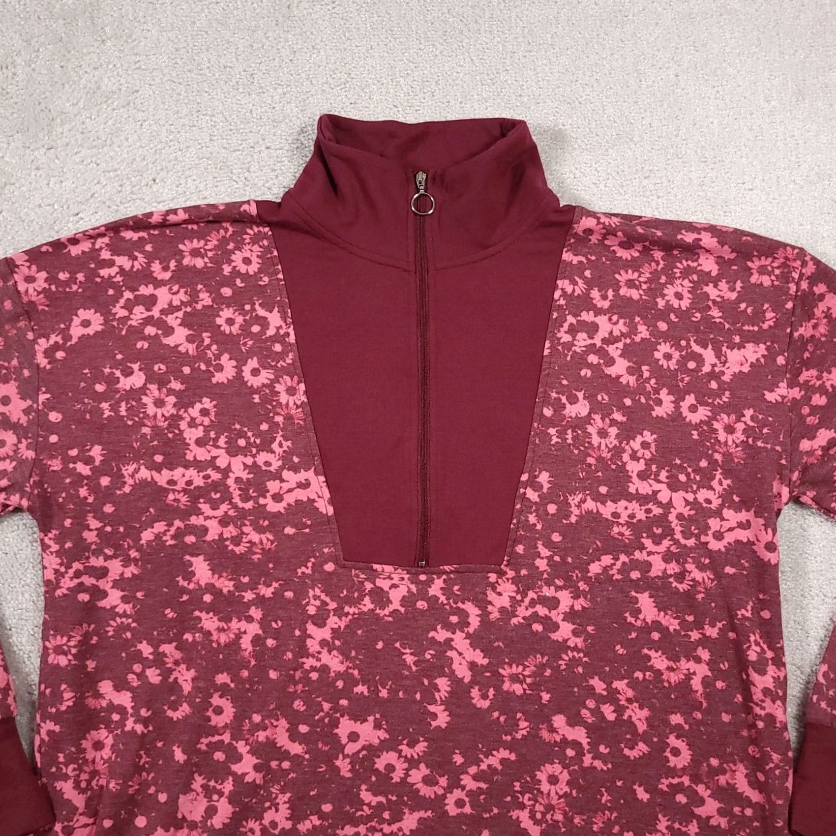 Vintage Cuddl Duds Comfortwear 1/2 Zip Mock Neck Pullover Women's Large Floral Casual Shirt Size L / US 10 / IT 46 - 3 Thumbnail
