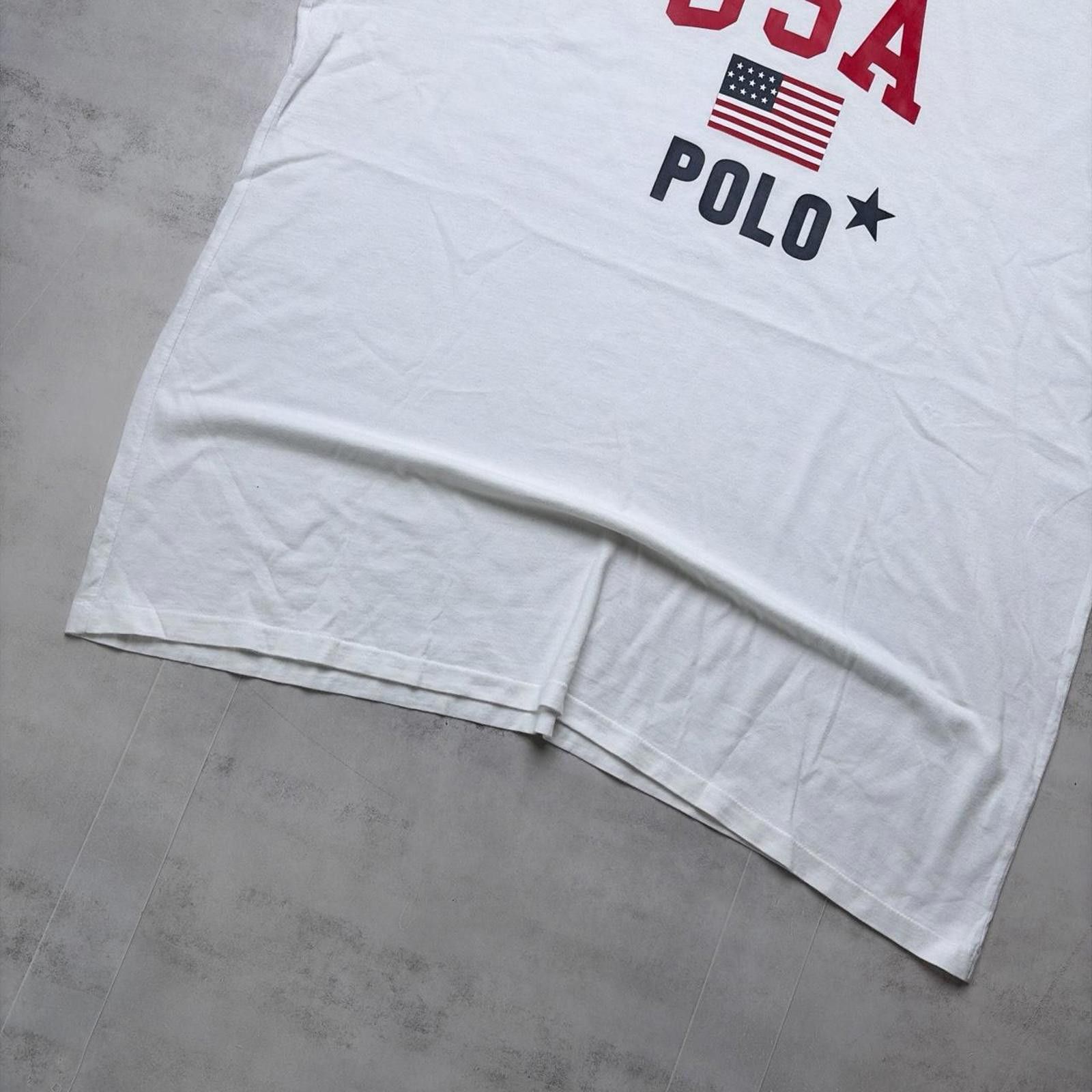 Polo Ralph Lauren Y2K White Polo Ralph Lauren USA Flag T-Shirt Size US XXL / EU 58 / 5 - 3 Thumbnail