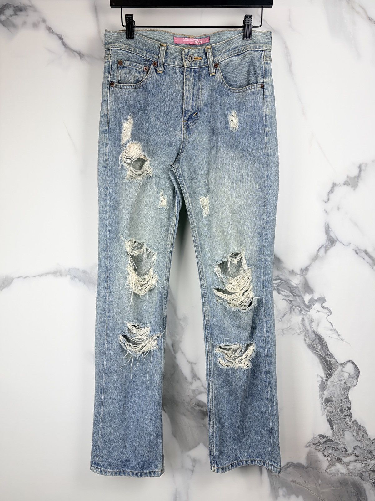 Junya Watanabe AW04 Junya Watanabe Distressed Crash Denim Jeans Thrashed Size US 28 / EU 44 - 1 Thumbnail