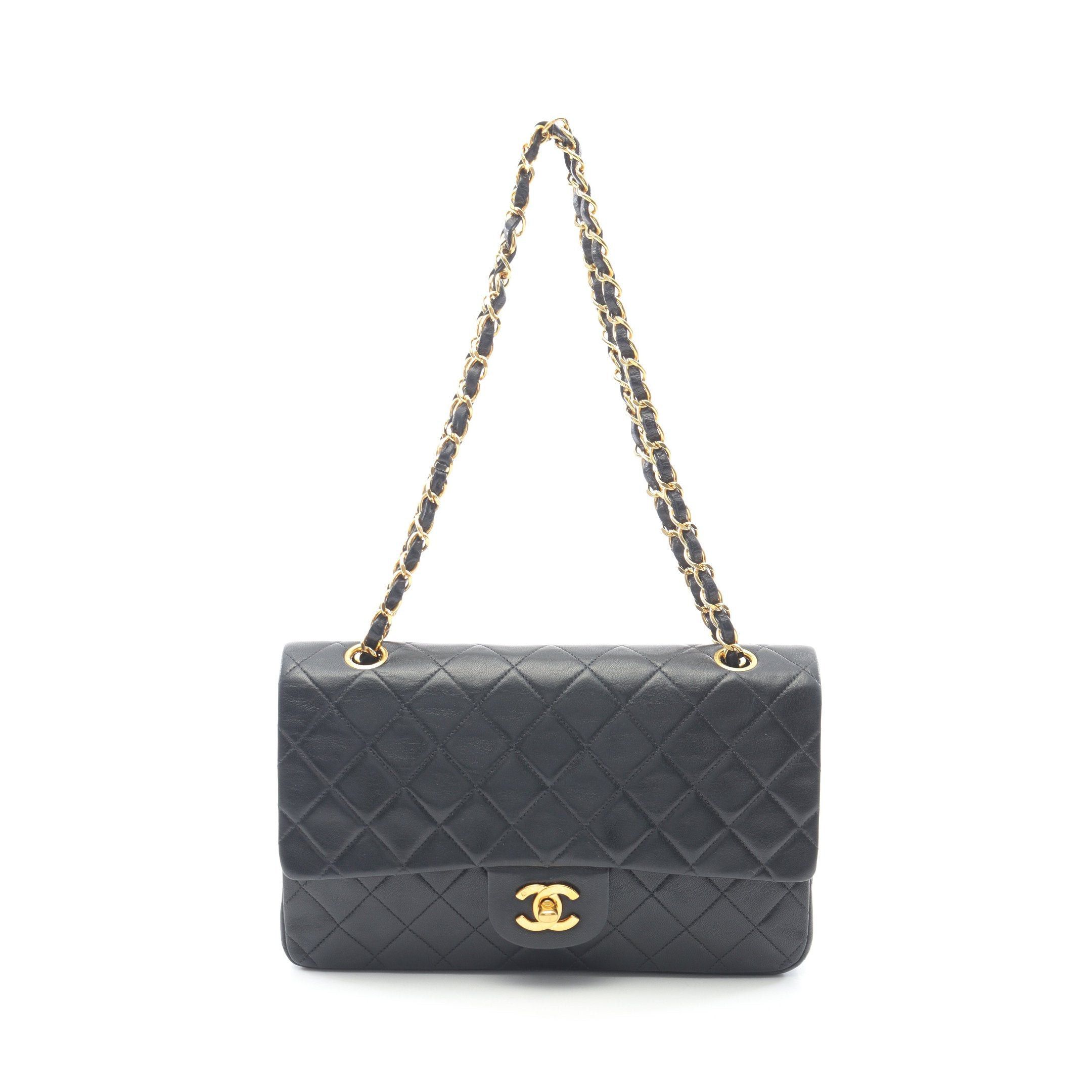 Chanel Chanel Matelasse Double Flap Chain Shoulder Bag Lambskin Black Gold Hardware Size ONE SIZE - 1 Thumbnail