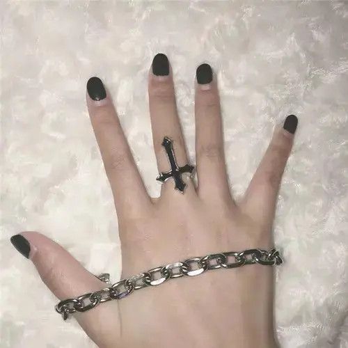 Japanese Brand × Vintage Men Vintage Goth Black Sword Cross Open Rings Size ONE SIZE - 3 Thumbnail