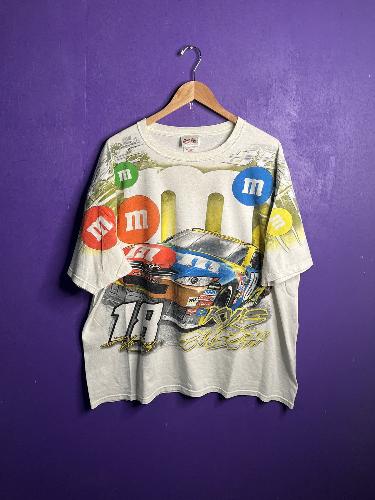 NASCAR × Vintage Vintage 90s NASCAR Kyle Busch M&Ms AOP t-shirt Size US XXL / EU 58 / 5 - 1 Thumbnail