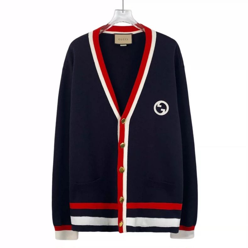 Gucci Gucci Color-blocked striped V-neck single-breasted long-sle Size US M / EU 48-50 / 2 - 1 Thumbnail