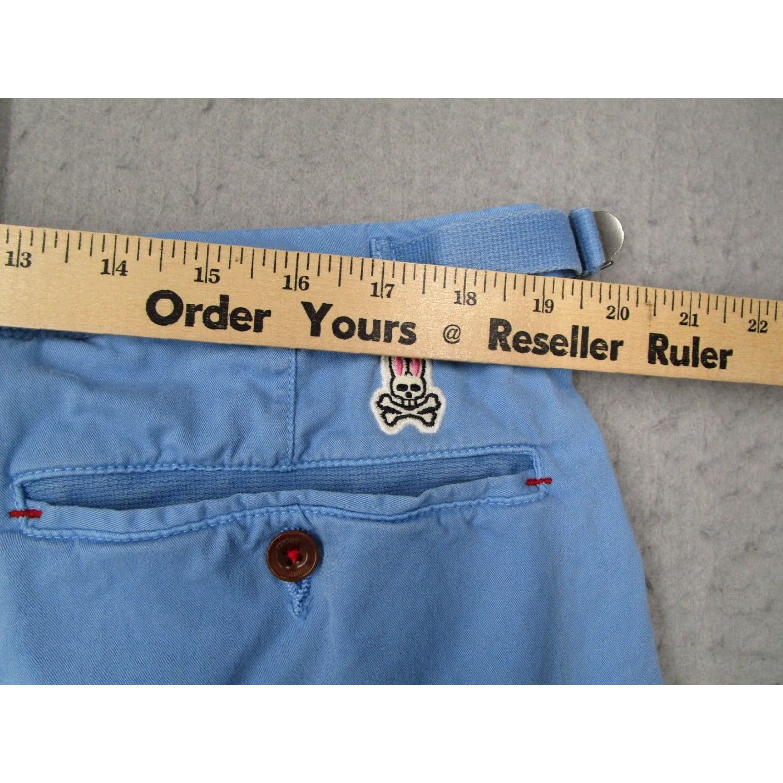 Psycho Bunny Psycho Bunny Mens Blue Cotton Blend Chino Shorts 40 Adjustable Waist Casual Golf Travel Size US 40 / EU 56 - 7 Thumbnail