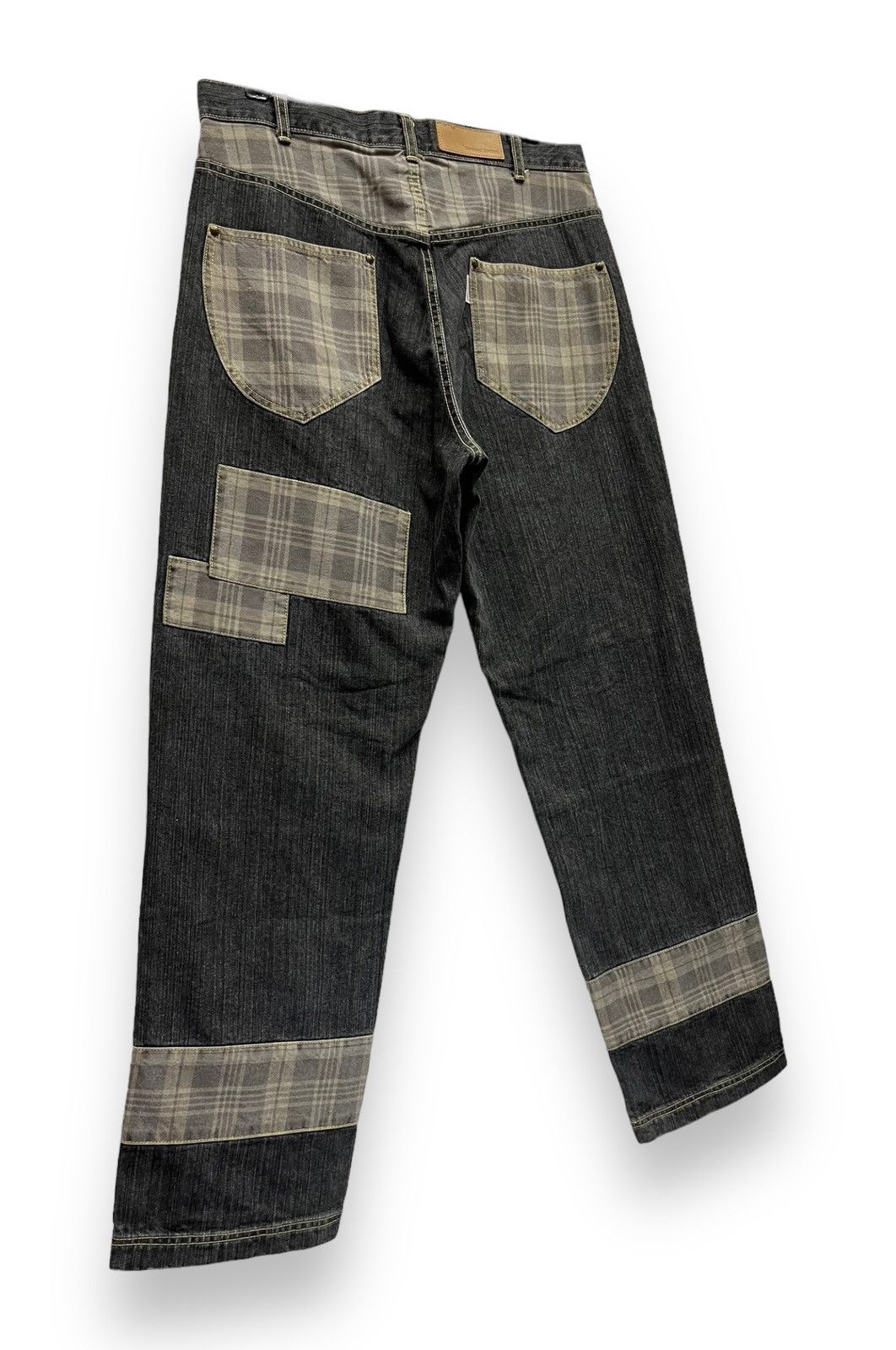 Japanese Brand HIPHOP BAGGY💥CENSORED SENTIENT Nova Check Patchwork Denim💥 Size US 32 / EU 48 - 8 Thumbnail