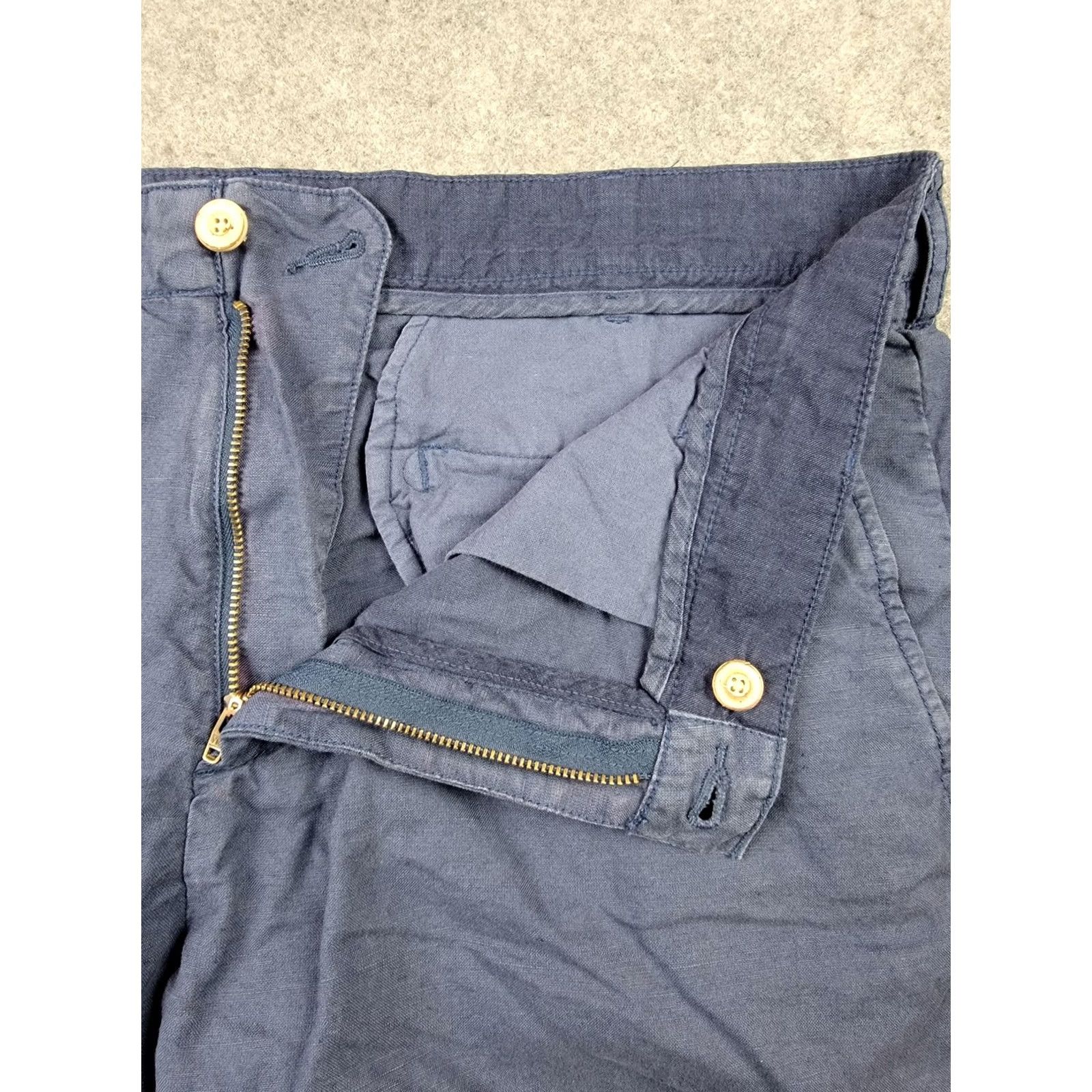Faherty Faherty Mens 34 Chino Shorts Blue Linen Cotton Zip Fly Pockets Casual Summer Size US 34 / EU 50 - 5 Thumbnail