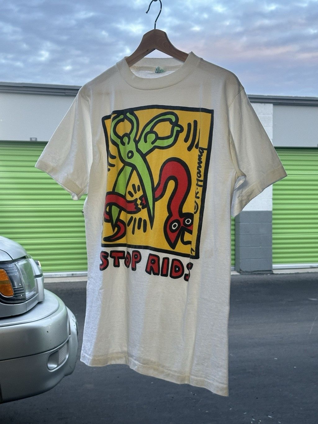 Keith Haring Vintage 90s Keith Haring Stop Aids T-Shirt Single Stitch USA Size US L / EU 52-54 / 3 - 2 Thumbnail