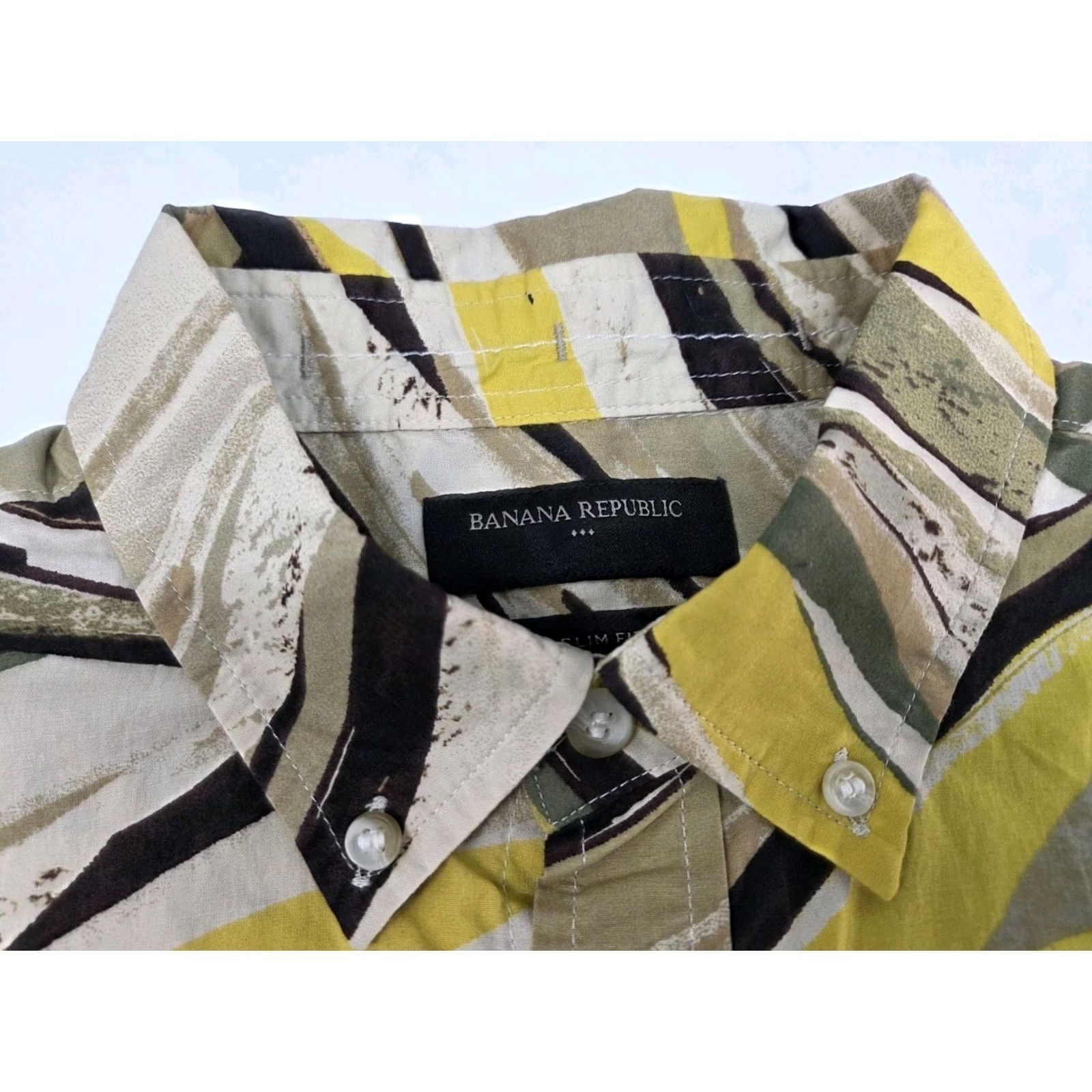 Banana Republic NWT Banana Republic Mens Short Sleeve Button Up Slim Fit Shirt M Floral Jungle Pocket Button-Down Collared Cotton Woven Summer Casual Travel Business Size US M / EU 48-50 / 2 - 2 Thumbnail