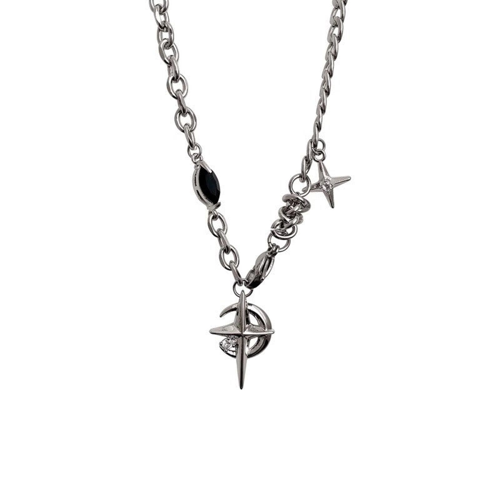 Jewelry Moon and Stars Silver Chain Necklace Size ONE SIZE - 5 Thumbnail