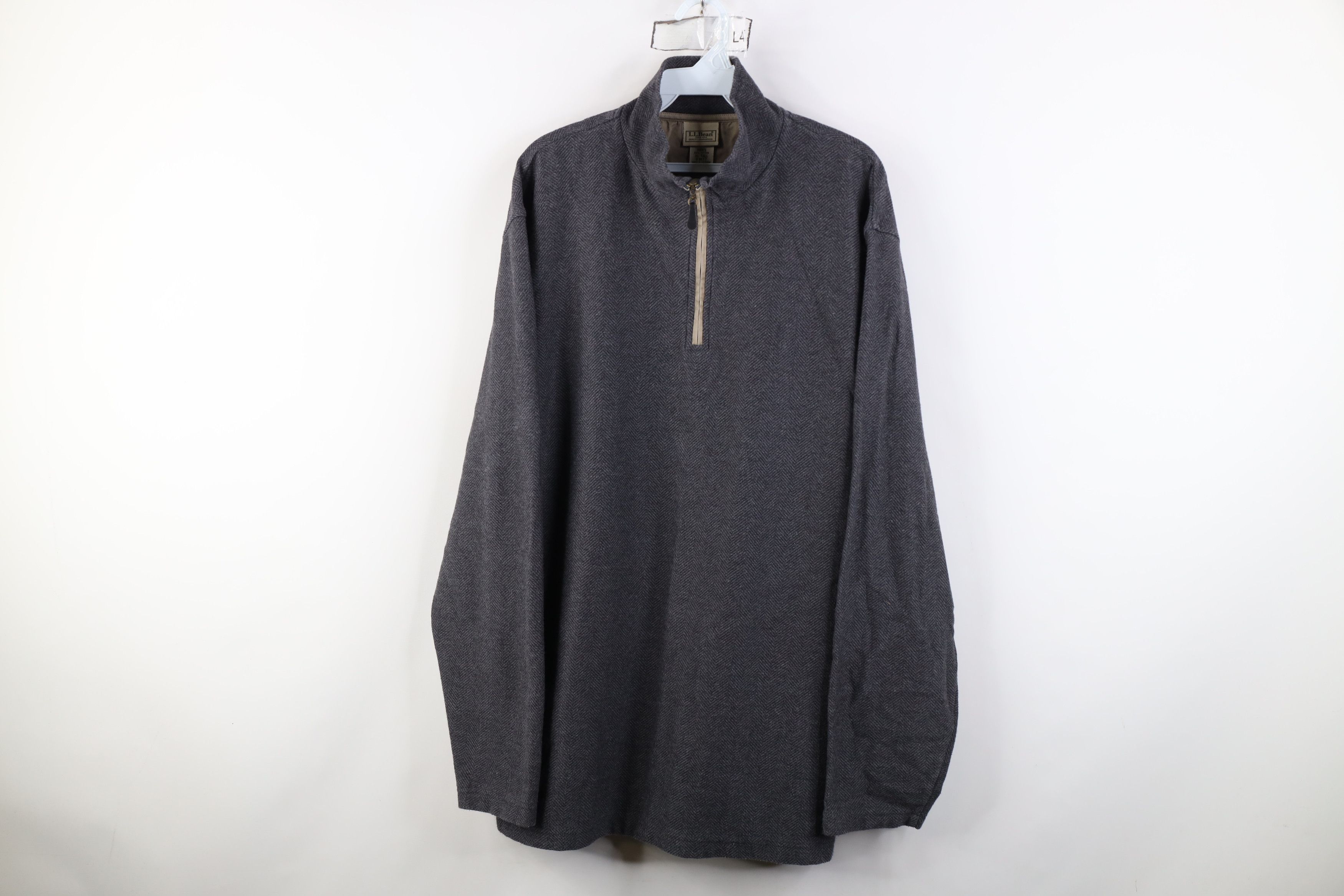 L.L. Bean Vintage LL Bean Herringbone 1/4 Half Zip Pullover Sweater Size US XL / EU 56 / 4 - 1 Thumbnail