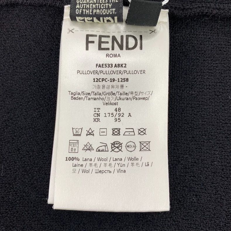 Fendi FENDI Black Side Logo Letter Pattern Wool Crew Neck Long S Size US M / EU 48-50 / 2 - 7 Thumbnail