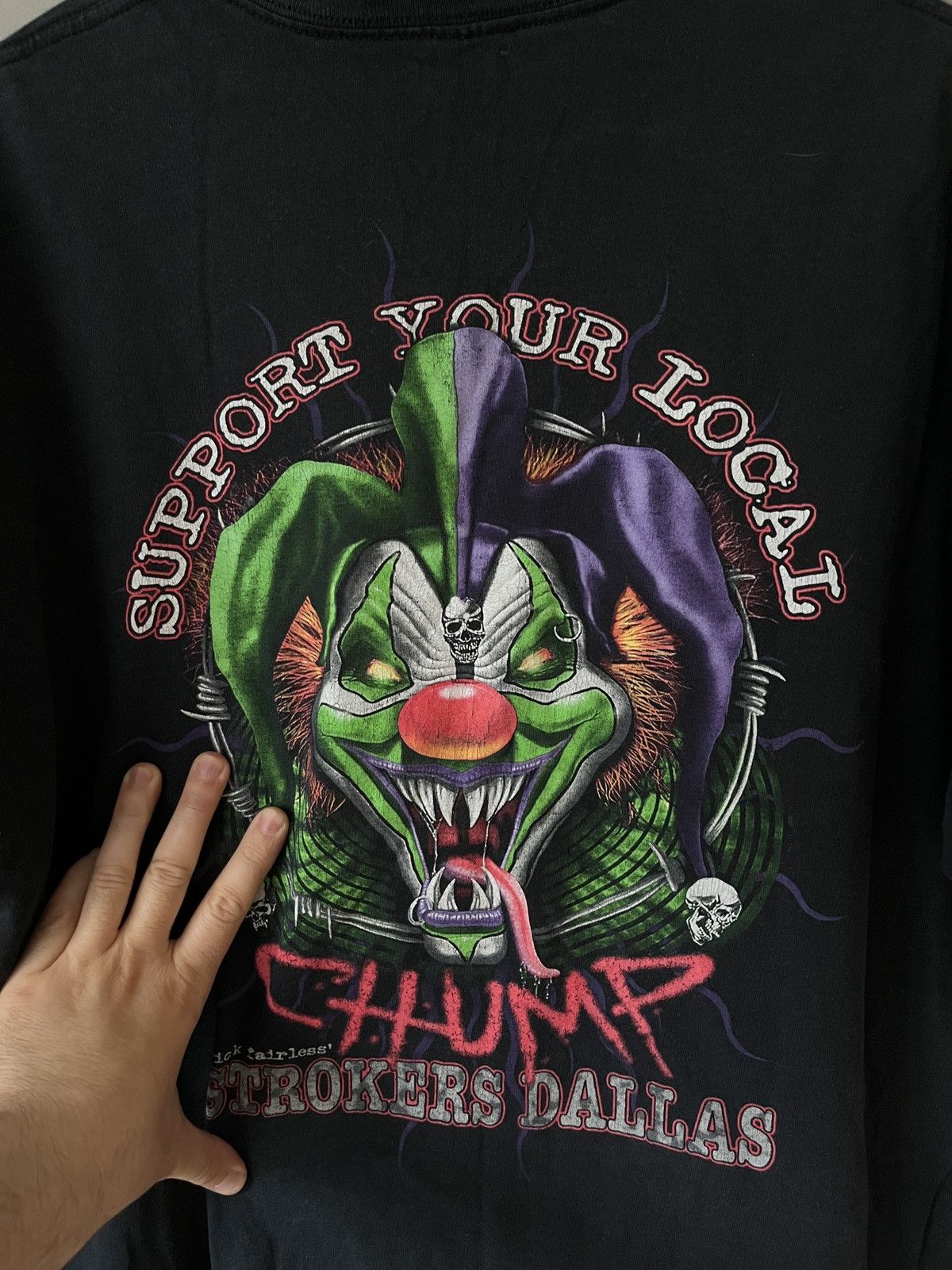 34 Heritage Strokers Dallas Support Your Local Chump Biker Jester Tee Size US XL / EU 56 / 4 - 7 Thumbnail