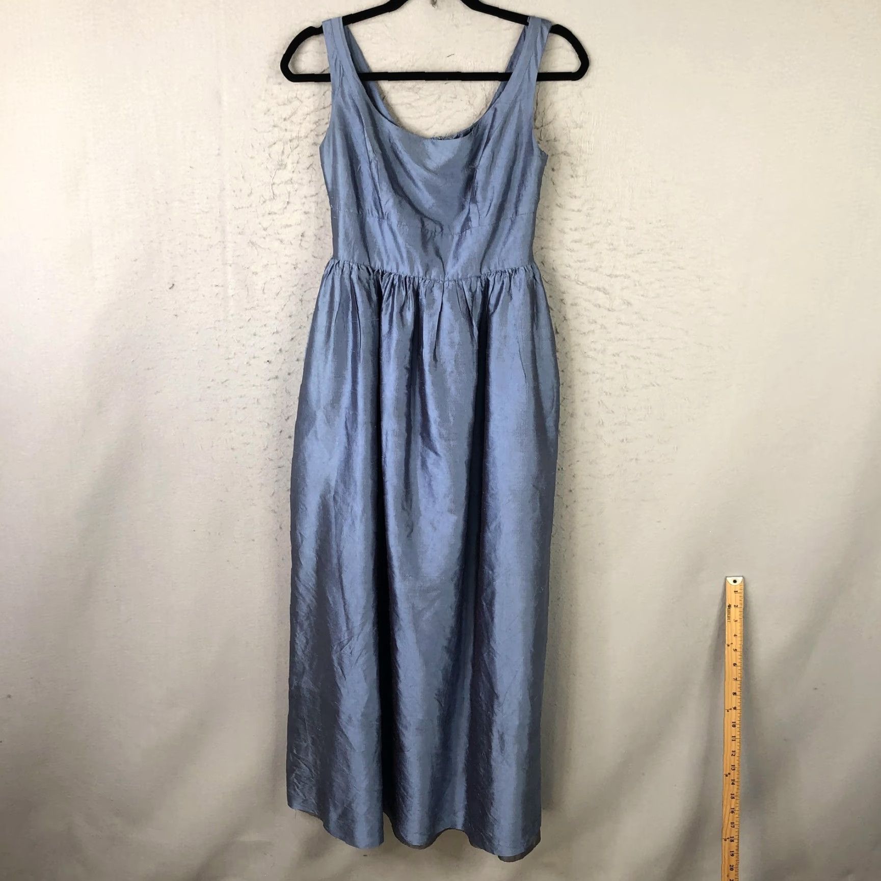 Vintage Lula Kate Dress Womens 4 Blue Silk Maxi Scoop Neck Sleeveless Formal Gown Size S / US 4 / IT 40 - 2 Thumbnail